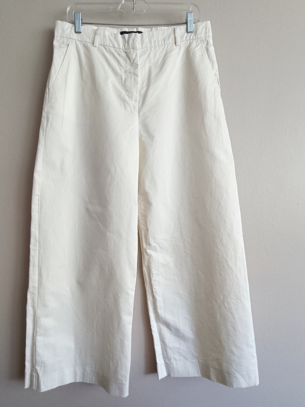 Weekend Max Mara Light Yellow Cotton Wide Leg Cropped Pants Size 12